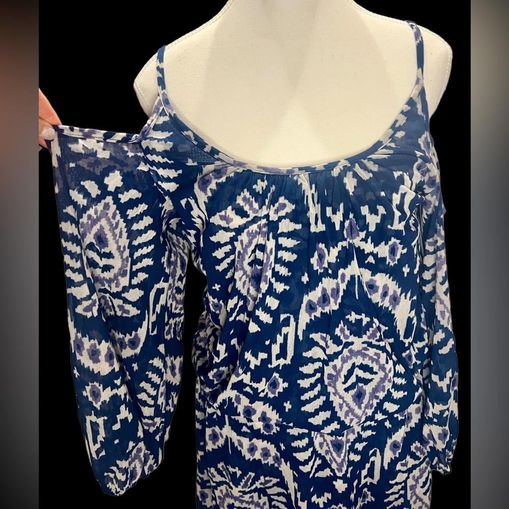 SWEET PEA  by Stacy Frati cold shoulder lightweight blue mini dress Size Large